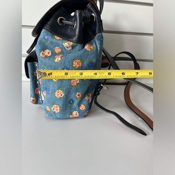 Coach Mini Billie Backpack Rosette Printed Denim With Leather Trim (F57754) - Picture 2 of 16
